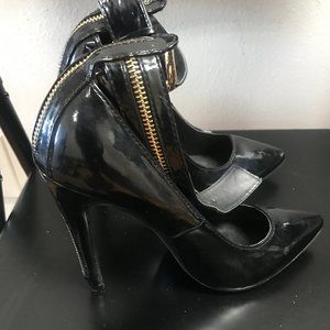 Black Zippered High Heels